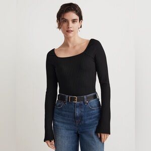 Madewell Ribbed Square-Neck Long-Sleeve Tee